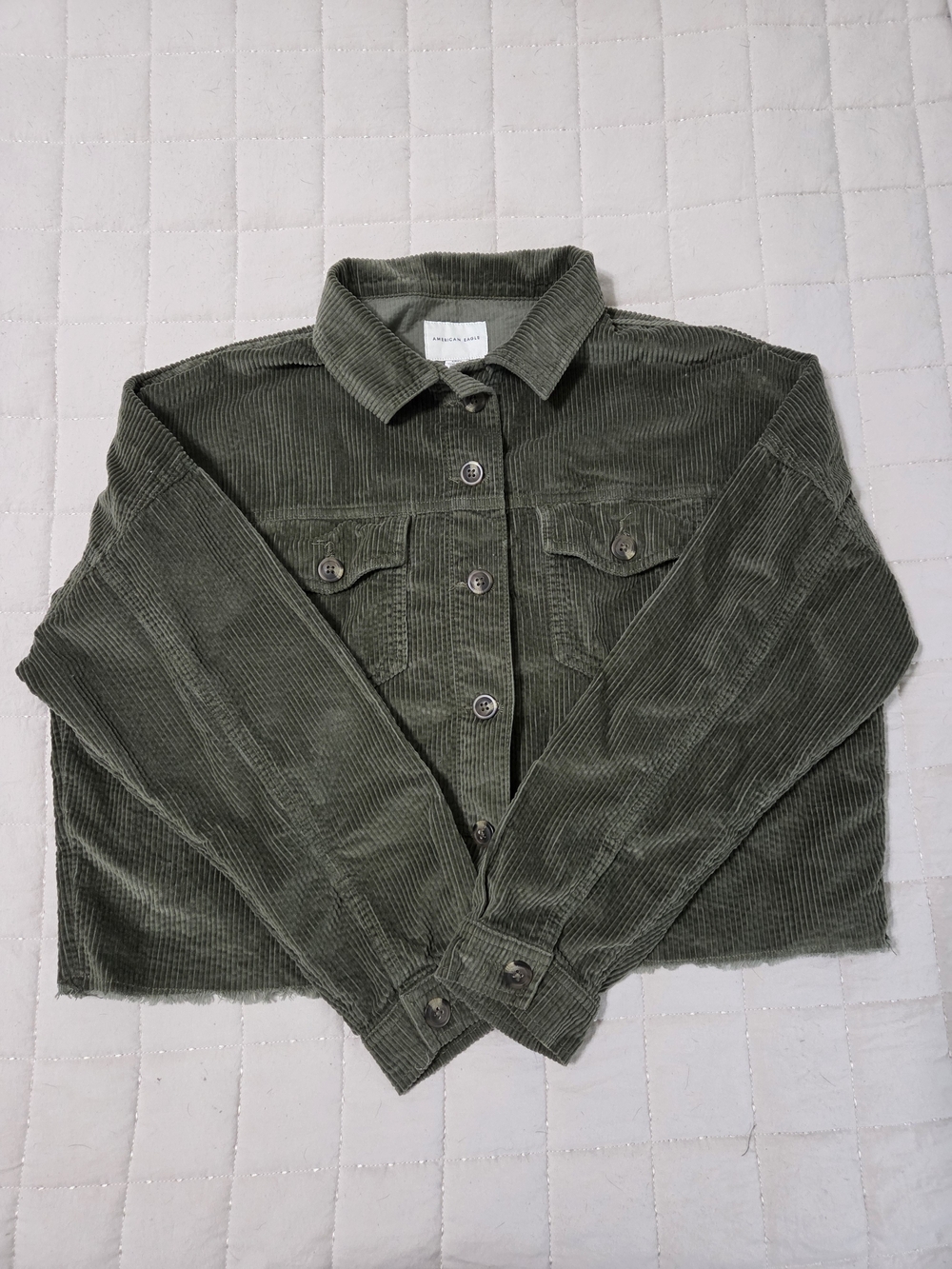 American Eagle Outfitters Olive Corduroy Crop Jacket